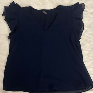 1.State Navy Blue Ruffle Sleeve Blouse